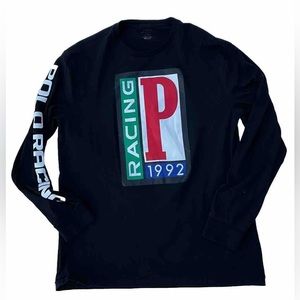 Polo Ralph Lauren T-shirt Long sleeve Racing 1992 Alpine P Graphic Black RARE M